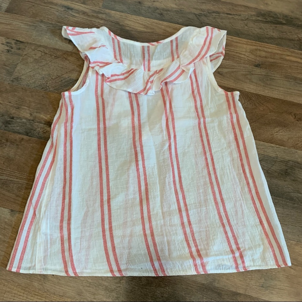 Universal Thread Ruffle Neckline Red Striped Top - image 5